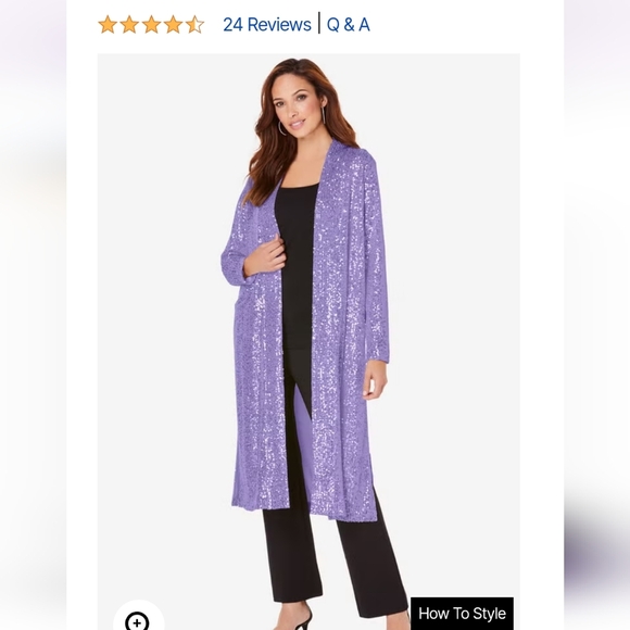 Romans Brand Size 18W Lavender Lilac Sequence Duster Brand New With Tags - Picture 4 of 8